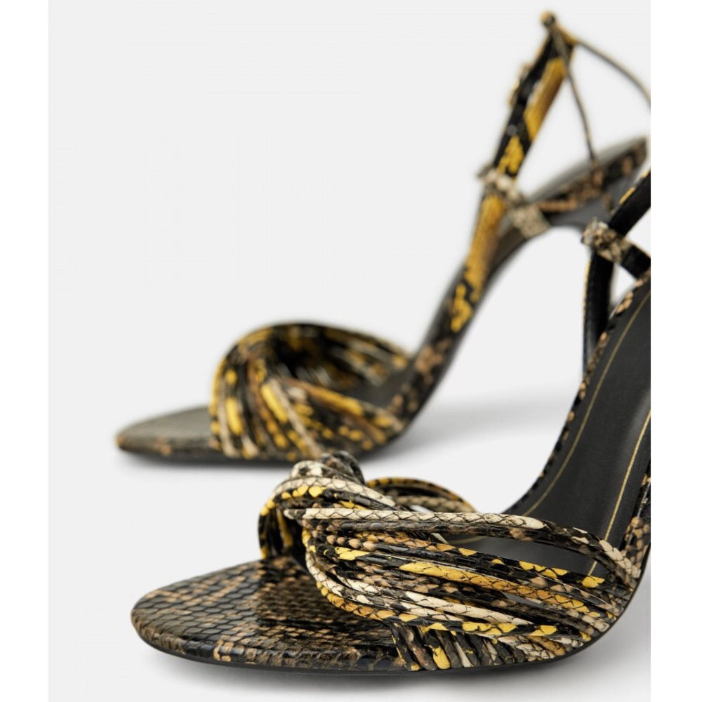 Zara High Heel Sandals w/ Animal Snakeskin Print Straps Size 7.5/38 NEW. - Picture 3 of 3